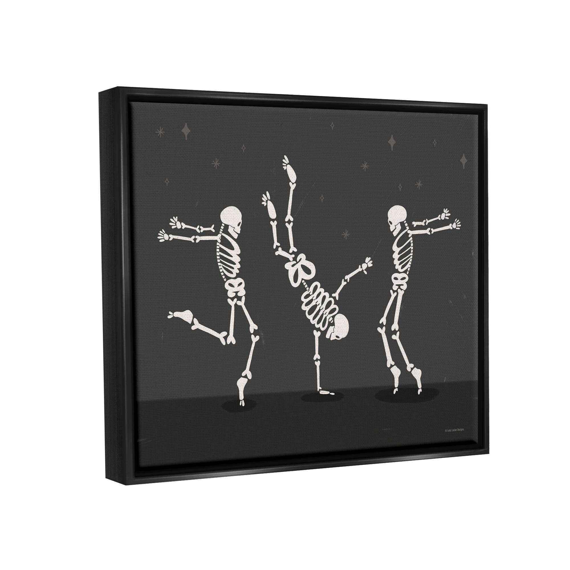 Stupell Industries Three Dancing Skeletons Framed Floater Canvas Wall Art
